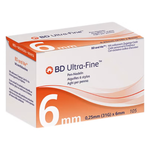 BD Ultra-Fine 0,25x6 mm Penn-nåle 320523, 105 stk.
