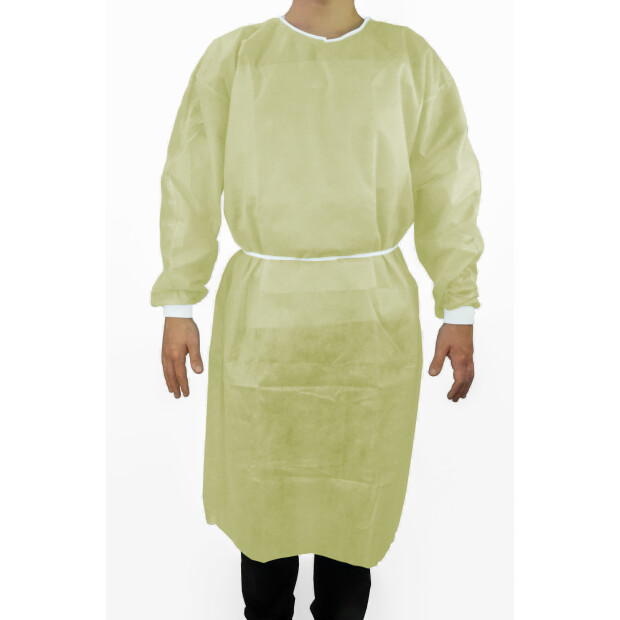 Beskyttelseskittel med gul belægning Vandafvisende 10 stk.