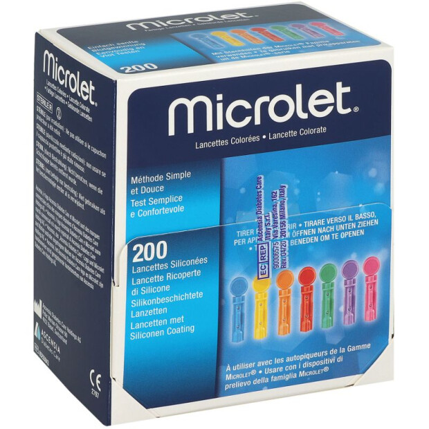 MICROLET lancetter farvede 200 stk.