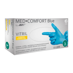Vitril engangshandsker Med-Comfort, blå, 100 stk