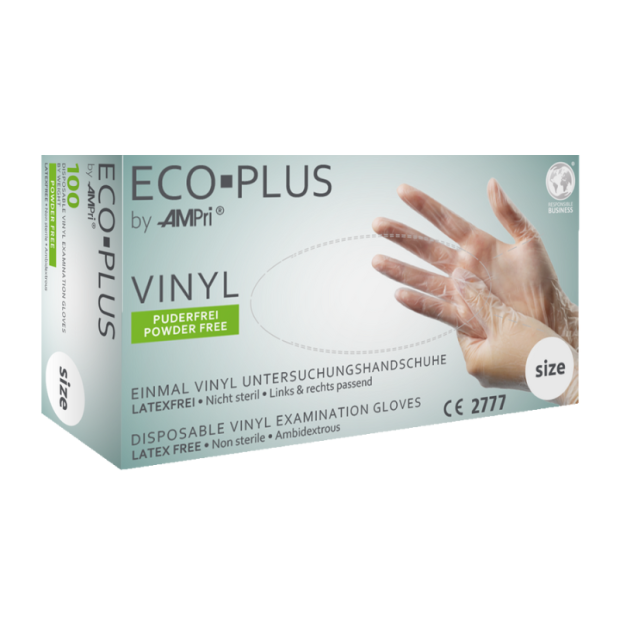 Engangshandsker i vinyl Eco-Plus, hvid, 100 stk