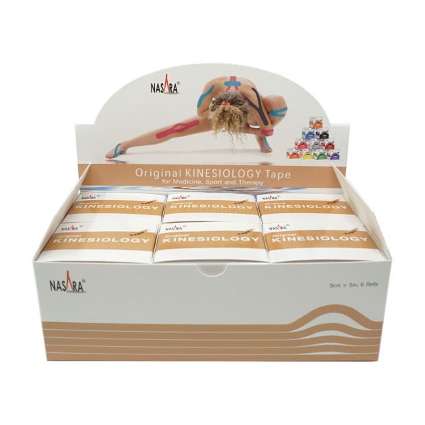 Nasara kinesiologitape 5 cm x 5 m sæt med 6 stk