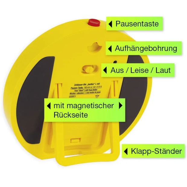 TimeTEX tidsvarigheden-ur »lydløst« L, 19 cm ø, med trafiklysskive + pauseknap