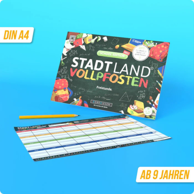 Stadt Land Vollpfosten® Spilleblok School Edition