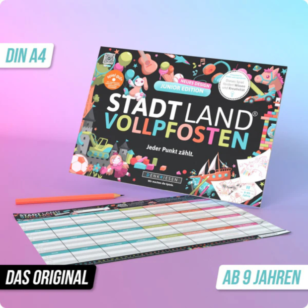 Stadt Land Vollpfosten® A4 spilleblok Junior Edition