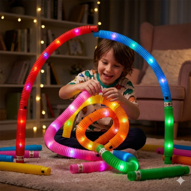 Theralino® Pop Tubes + Light i sæt med 6 stk.