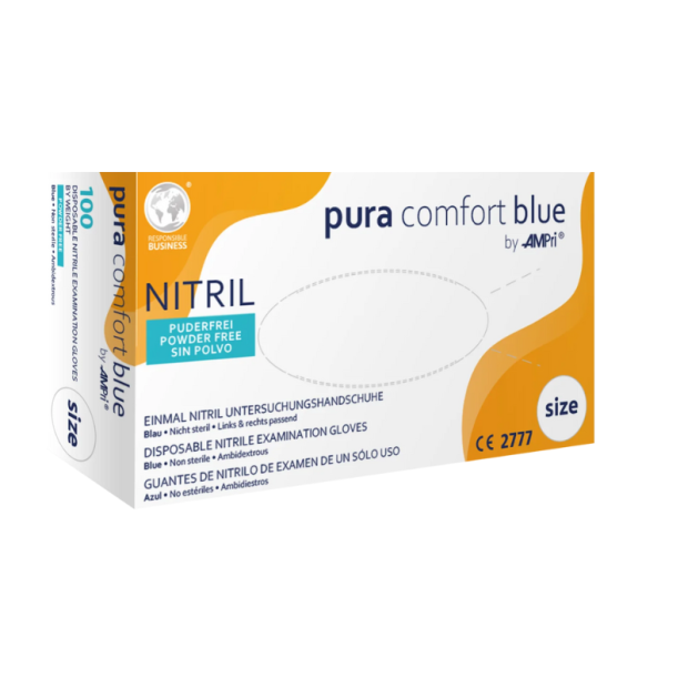 Nitril Einmalhandschuhe Puracomfort, blau, Größe S, 100 Stück